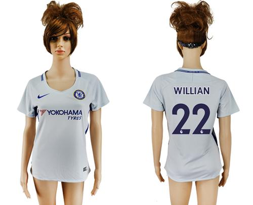 Women's Chelsea #22 Willian Away Soccer Club Jersey - Click Image to Close